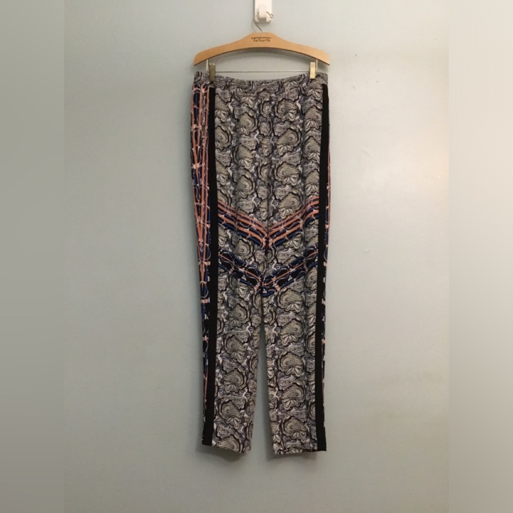 BCBGMaxAzria Printed Palazzo Leggings in Black, Pink & Navy
